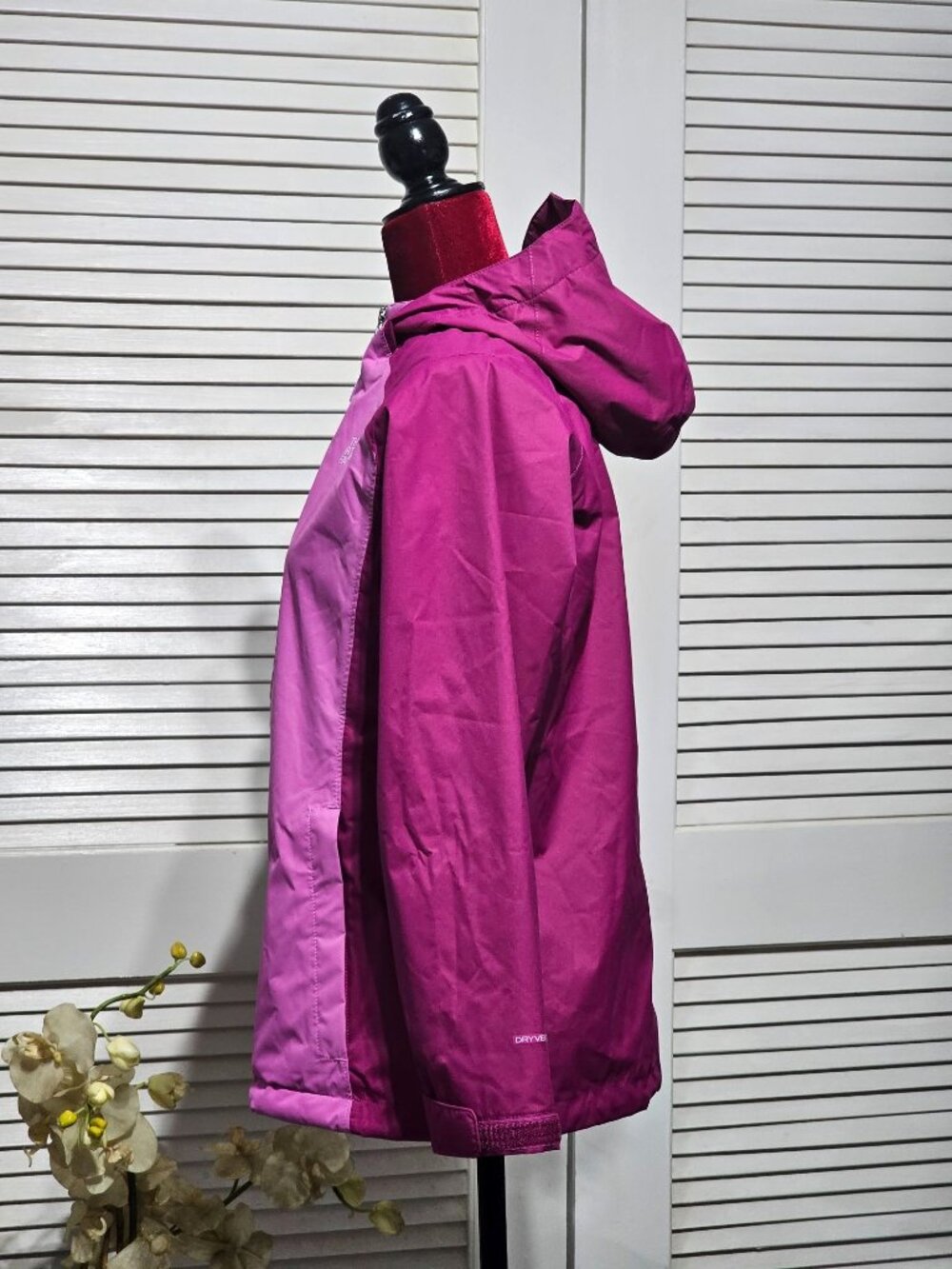 The North Face Girls Youth Pink Magenta Windbreaker Hooded Jacket Sz L14/16 2986 - Picture 3 of 15